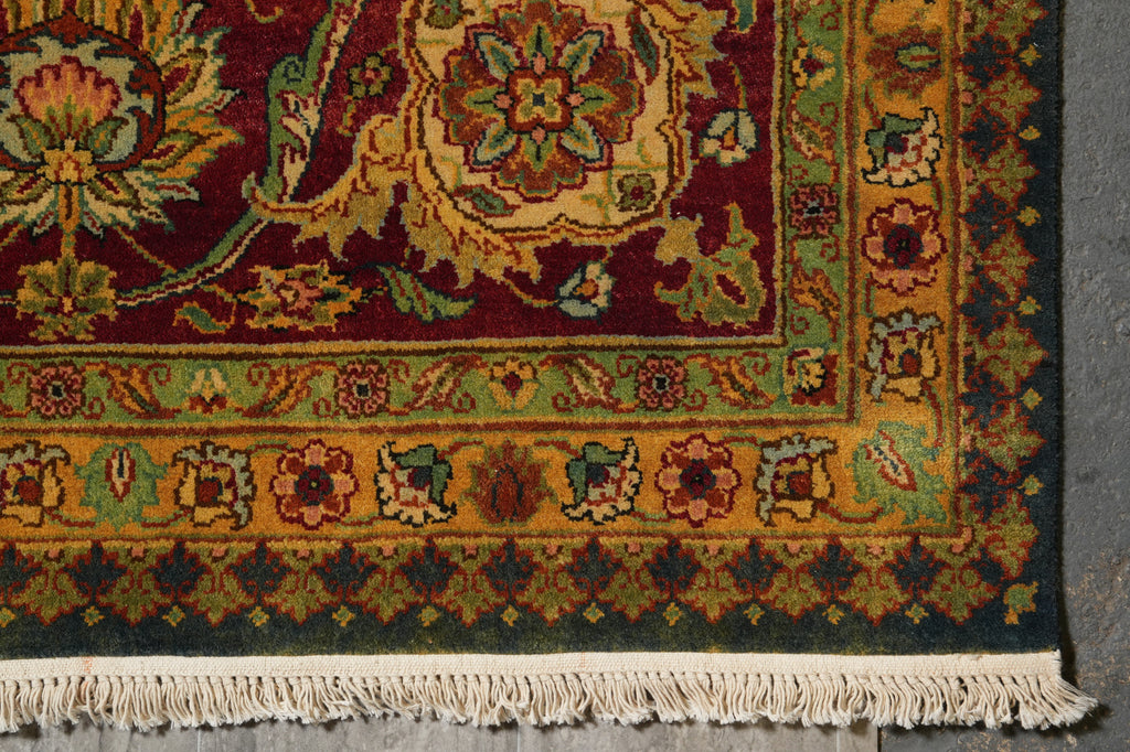 12 x 17.8 Quality Jaipur Rug Blue Green Gold Antique Reproduction #PIX-6778