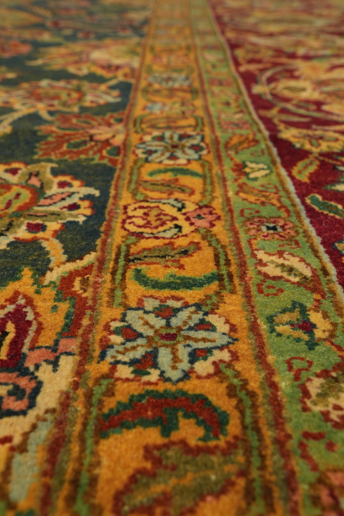 12 x 17.8 Quality Jaipur Rug Blue Green Gold Antique Reproduction #PIX-6778