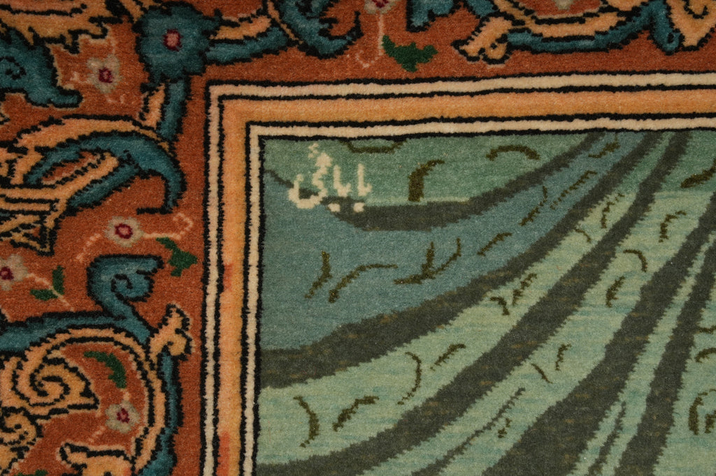 3.4 x 5.3 Authentic Iran Pictorial Rug Fine Persian Wool and Silk 400 KPSI #LA-53203