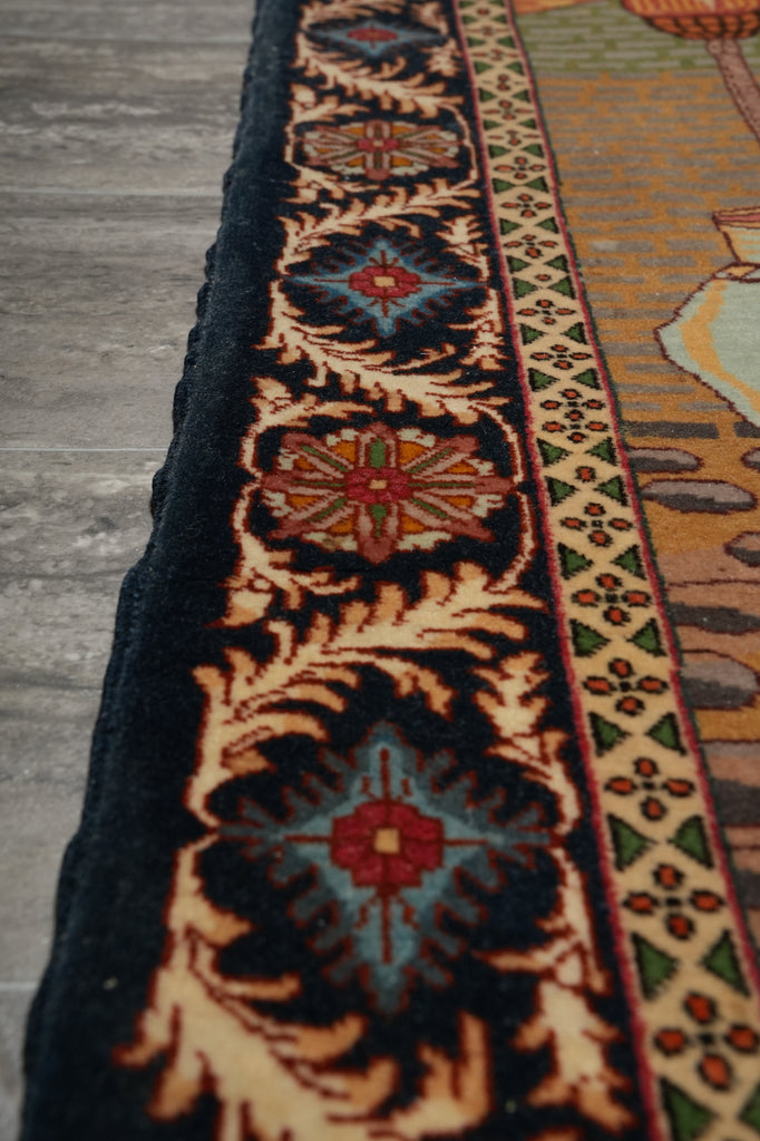 3.4 x 5 Authentic Persian Tabriz Rug Pictoria Iran Fine Hand-Knotted 500+ KPSI Wool and Silk #LA-53201