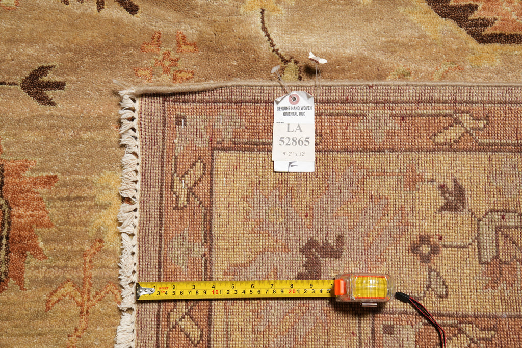 9 x 12 Beige Gold Chobi Peshawar Rug #LA-52865