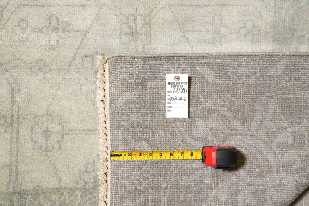 10.3 x 13.6 New Hand-knotted Oushak Rug Neutral Pale Sage #F-4293