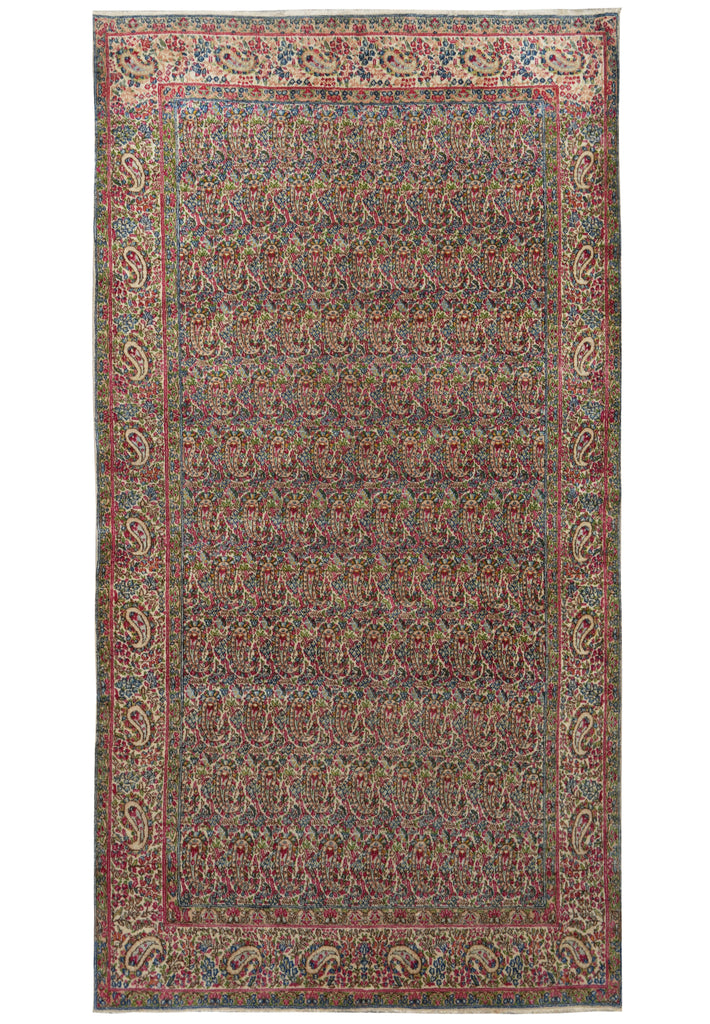 Decorative rug with intricate patterns on a white background