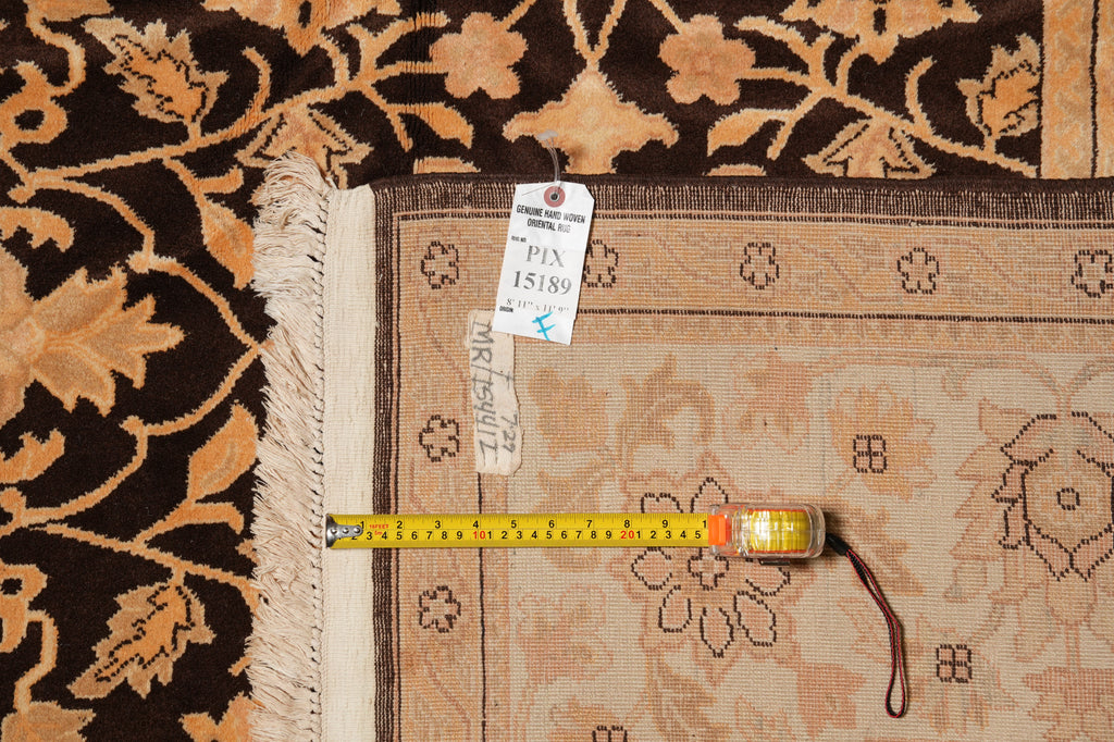 9 x 11.9 Quality Wool Zigler Chobi Peshawar Rug Brown #PIX-15189