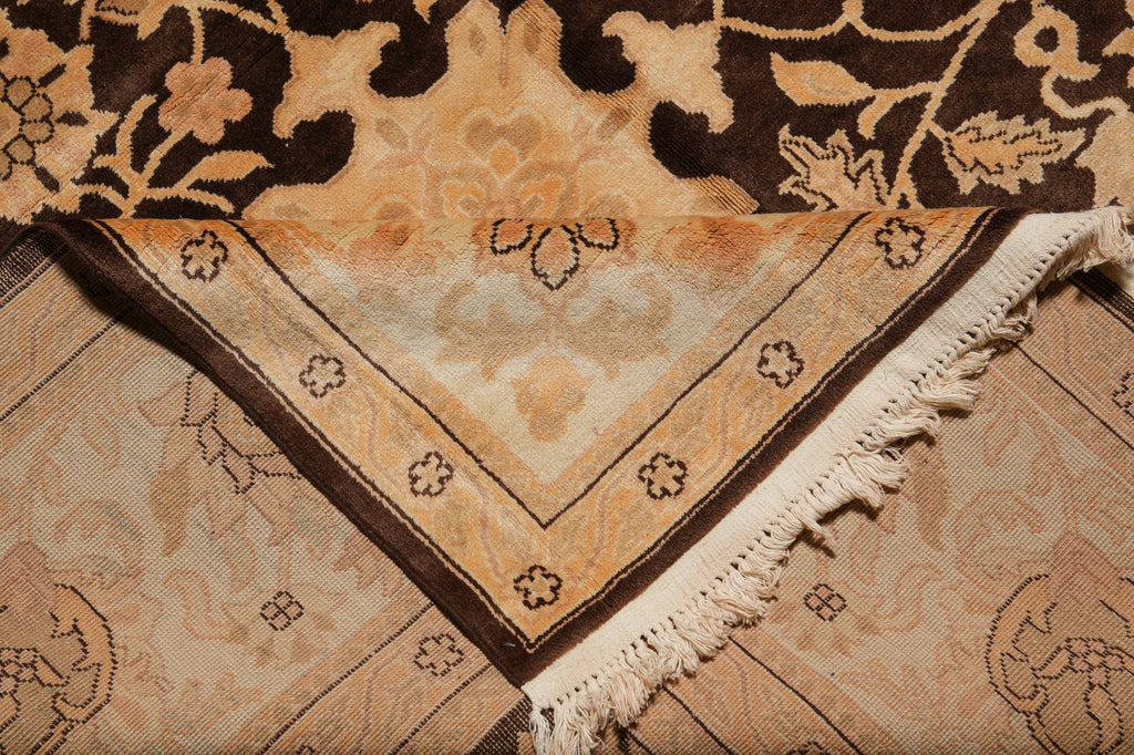 9 x 11.9 Quality Wool Zigler Chobi Peshawar Rug Brown #PIX-15189