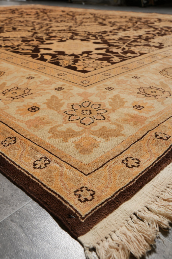 9 x 11.9 Quality Wool Zigler Chobi Peshawar Rug Brown #PIX-15189