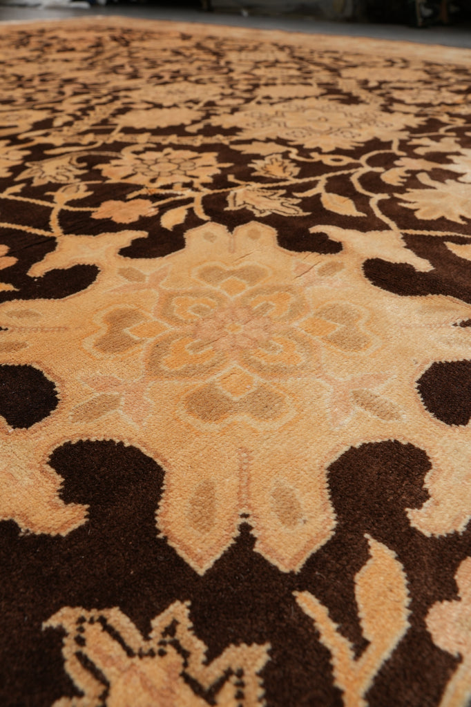 9 x 11.9 Quality Wool Zigler Chobi Peshawar Rug Brown #PIX-15189