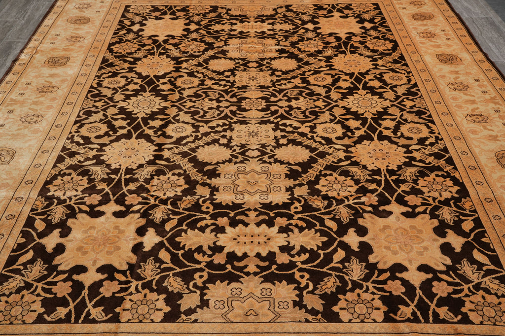 9 x 11.9 Quality Wool Zigler Chobi Peshawar Rug Brown #PIX-15189