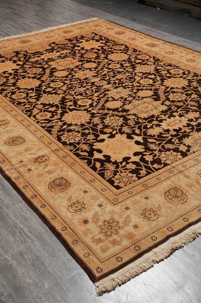 9 x 11.9 Quality Wool Zigler Chobi Peshawar Rug Brown #PIX-15189
