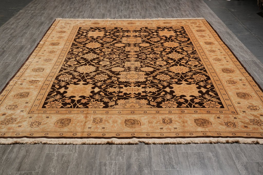 9 x 11.9 Quality Wool Zigler Chobi Peshawar Rug Brown #PIX-15189