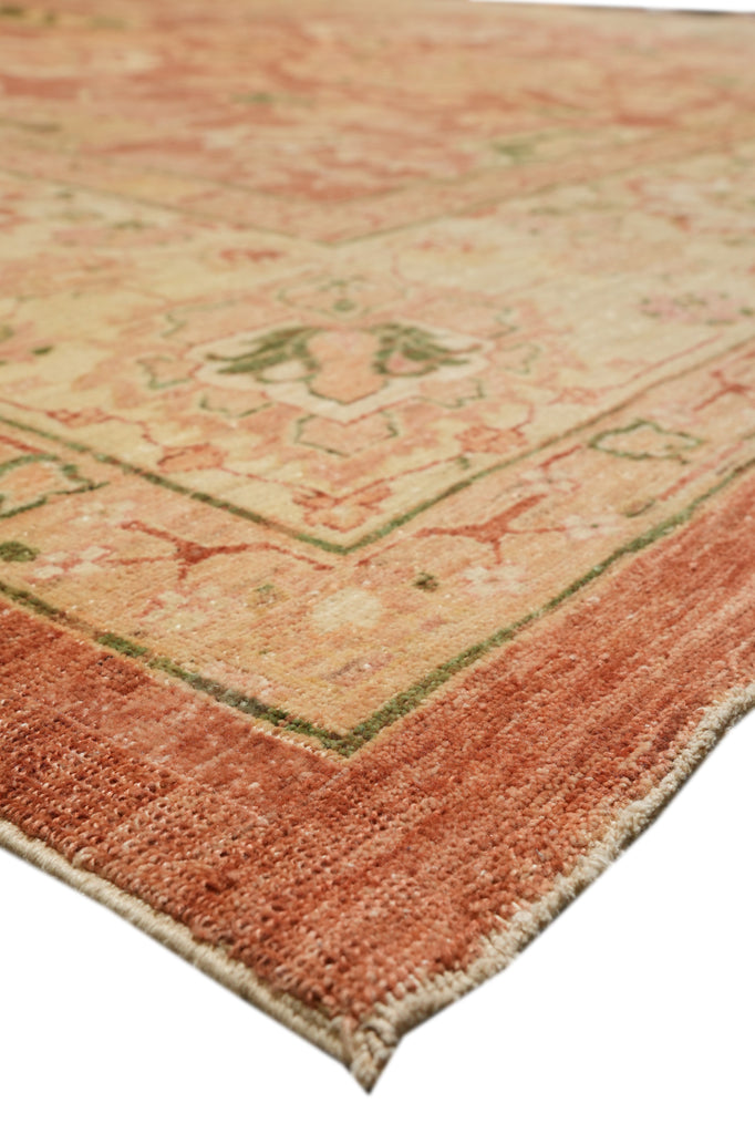 10.3 x 13.9 New Hand-knotted In Pakistan Peshawar Rug Rust With Coral #F-4295