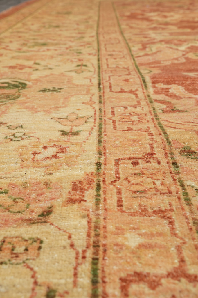 10.3 x 13.9 New Hand-knotted In Pakistan Peshawar Rug Rust With Coral #F-4295