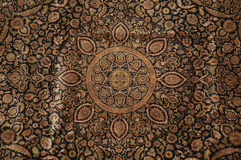 9.3 x 12 High Quality Lustrous Wool  Hand-Knotted Rug Black #PIX-10189