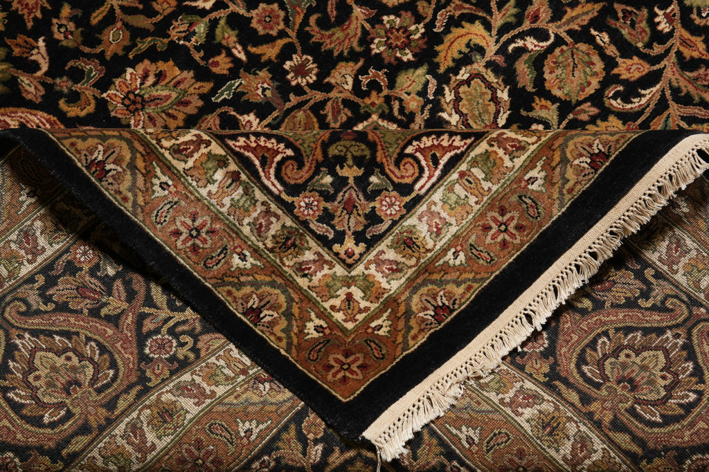 9.3 x 12 High Quality Lustrous Wool  Hand-Knotted Rug Black #PIX-10189