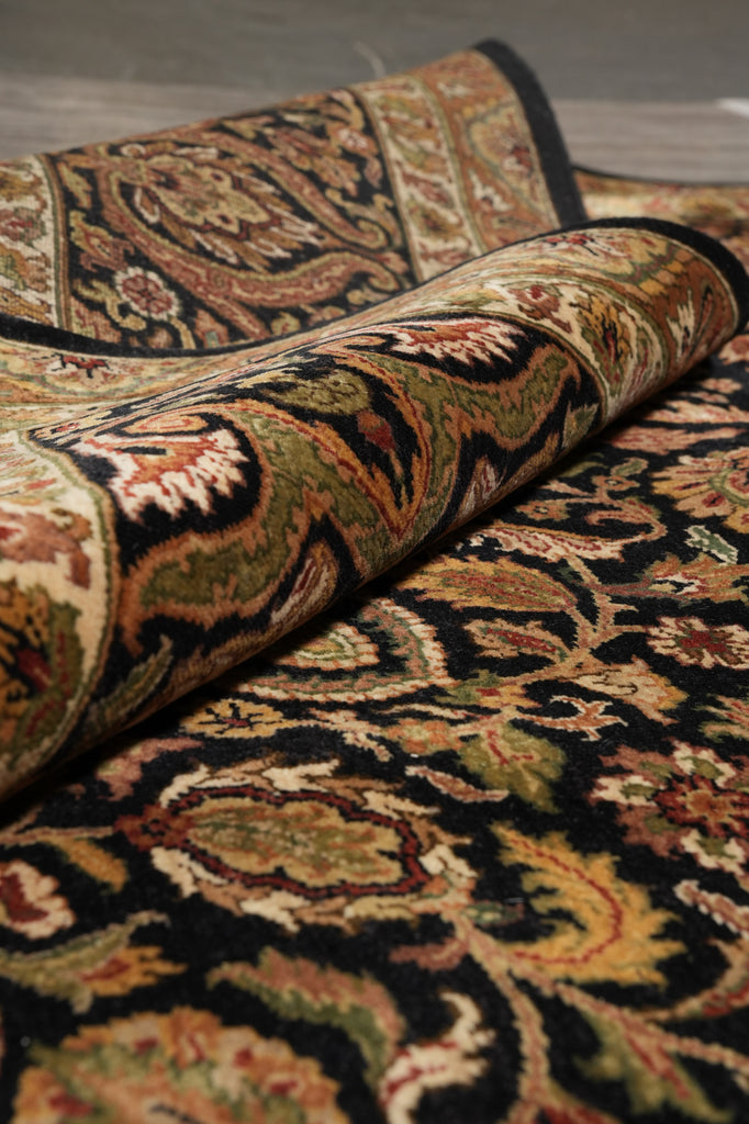 9.3 x 12 High Quality Lustrous Wool  Hand-Knotted Rug Black #PIX-10189