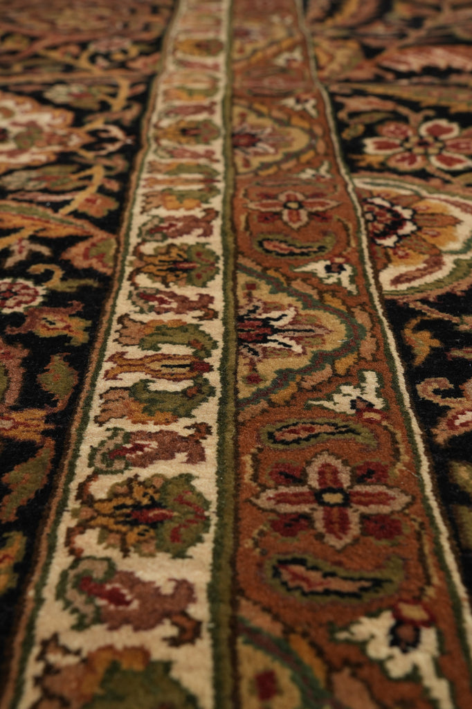 9.3 x 12 High Quality Lustrous Wool  Hand-Knotted Rug Black #PIX-10189