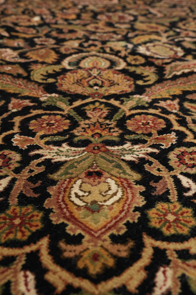 9.3 x 12 High Quality Lustrous Wool  Hand-Knotted Rug Black #PIX-10189