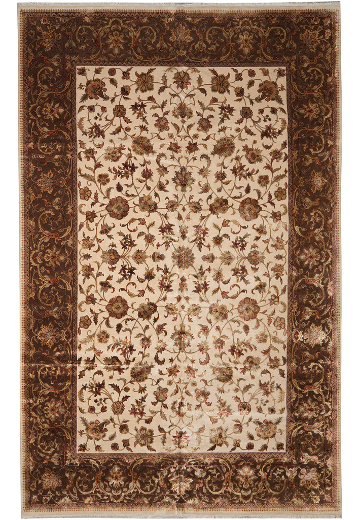 12 x 18.3 Quality Wool and Silk Hand-Knotted Jaipur Rug