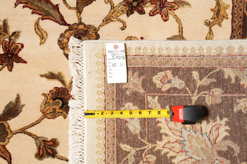 10 x 10 Square Wool And Silk Hand-Knotted Wool Jaipur Rug #F-4298