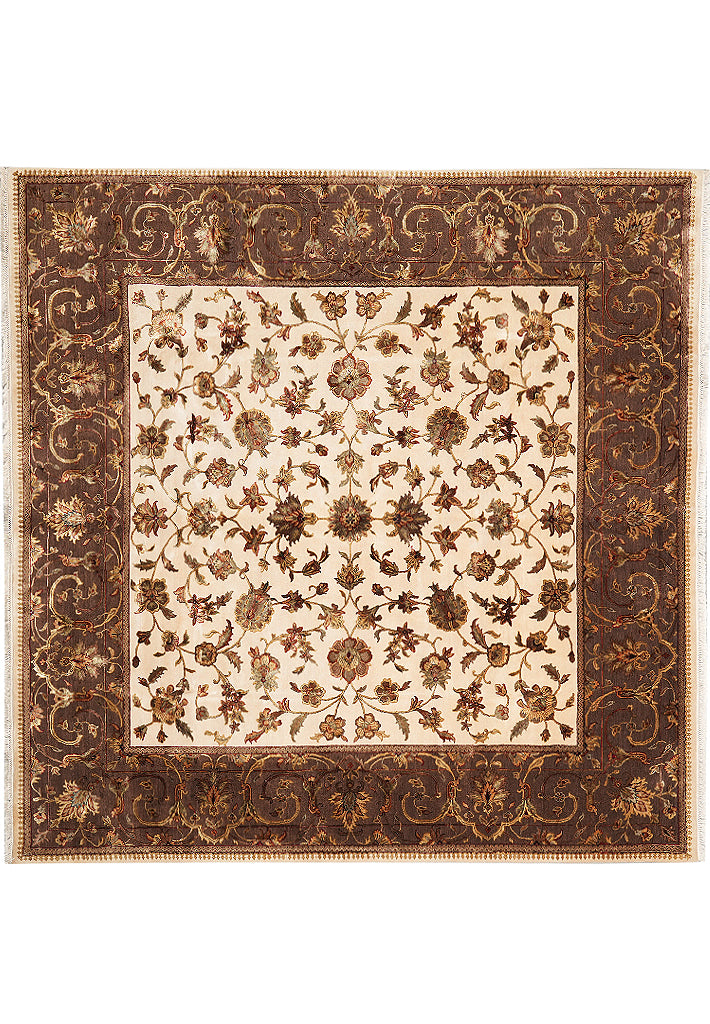 10 x 10 Square Wool And Silk Hand-Knotted Wool Jaipur Rug #F-4298