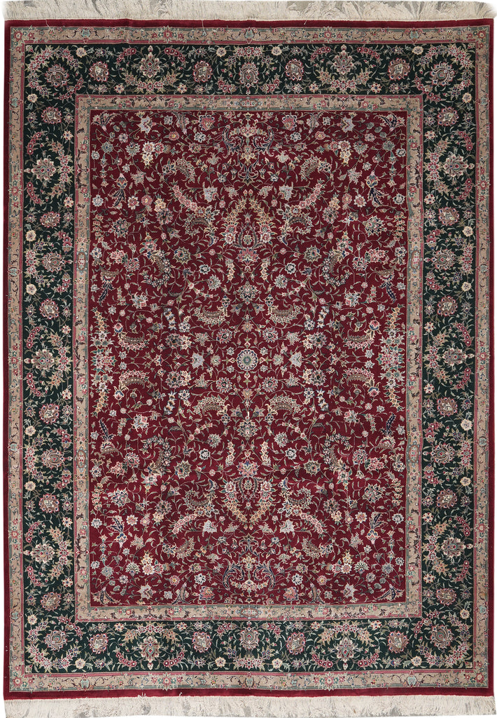 9.3 x 12.3 Quality Wool and Silk Fine Hand-Knotted Rug