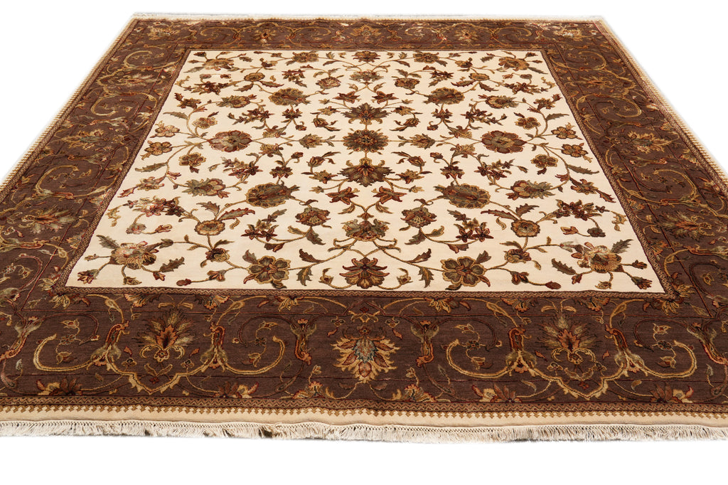 10 x 10 Square Wool And Silk Hand-Knotted Wool Jaipur Rug #F-4298