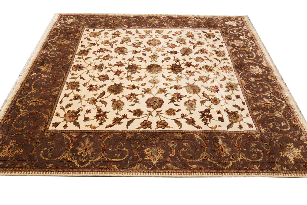 10 x 10 Square Wool And Silk Hand-Knotted Wool Jaipur Rug #F-4298