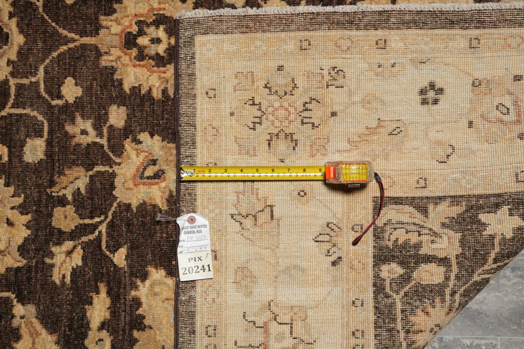 6 x 8.9 Brown Chobi Peshawar Rug 20241