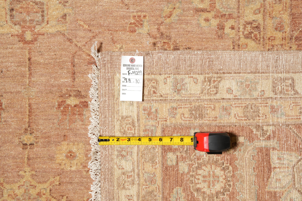 9.9 x 10 Square Hand-Knotted In Pakistan Carpet Neutral Peach #F-4299