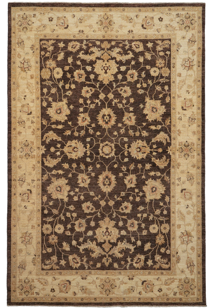 6 x 8.9 Brown Chobi Peshawar Rug 20241