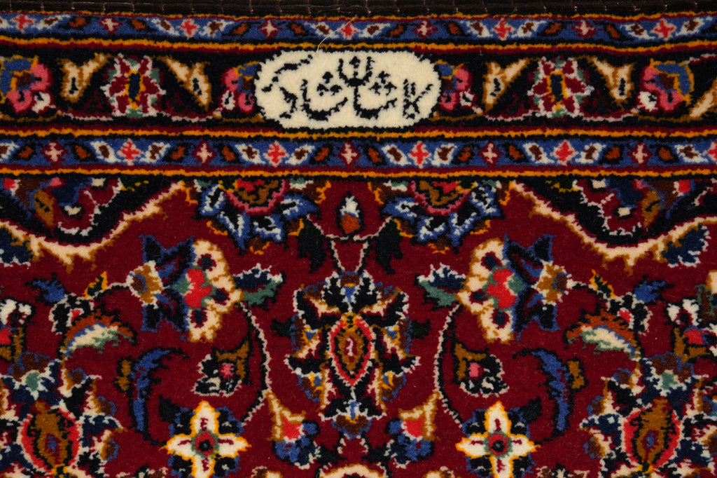 2 x 3 Twin Pair Of Authentic Persian Cushion Signed Upholstered Sitting Kashan Rug #F-3199
