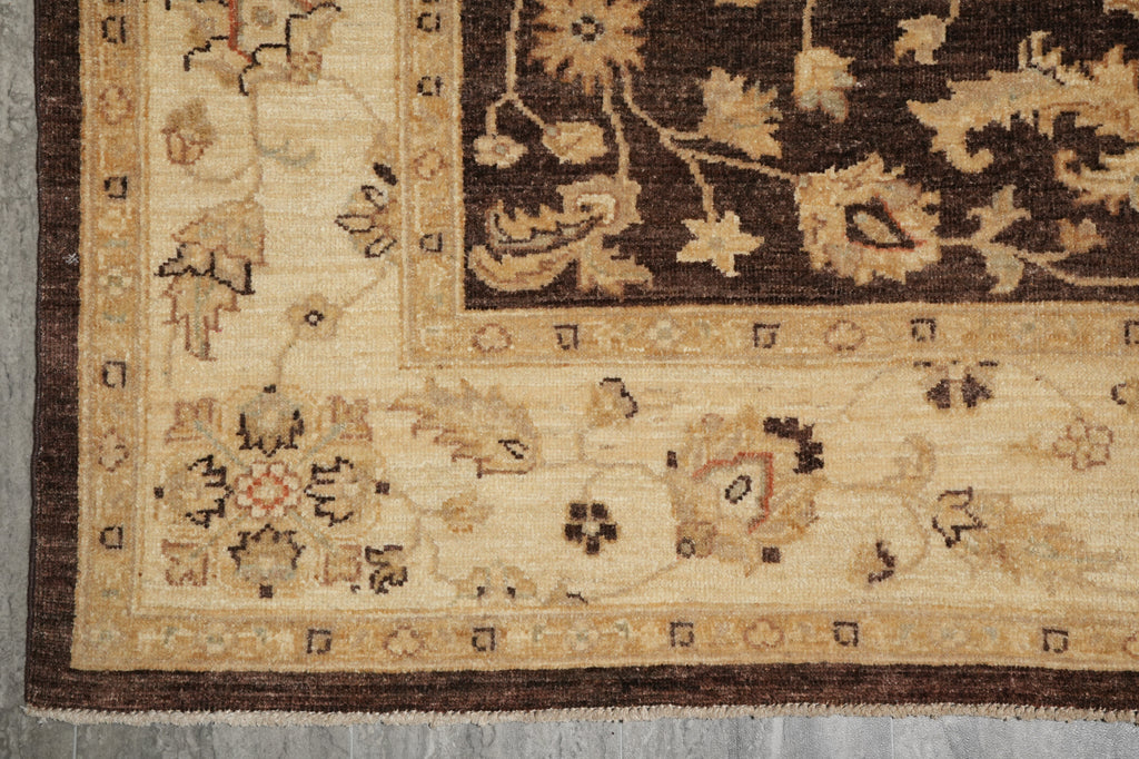 6 x 8.9 Brown Chobi Peshawar Rug 20241