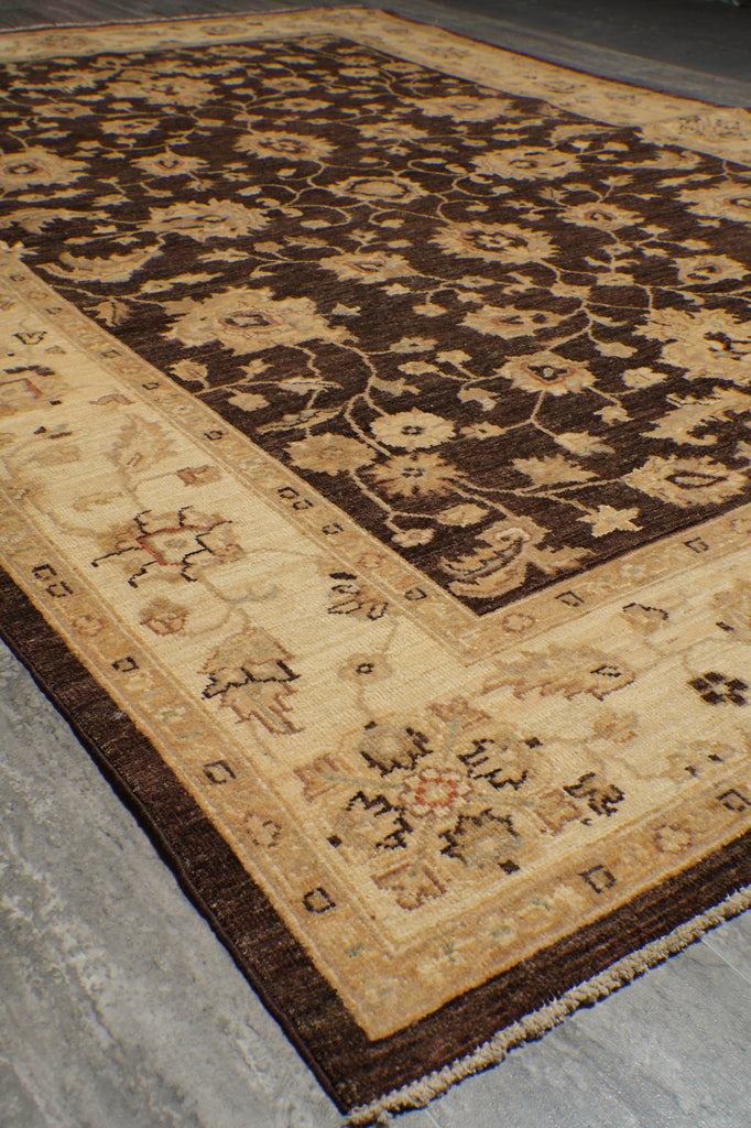 6 x 8.9 Brown Chobi Peshawar Rug 20241