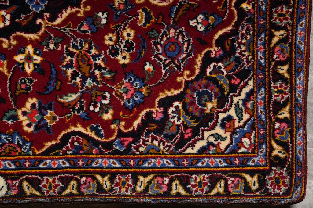 2 x 3 Twin Pair Of Authentic Persian Cushion Signed Upholstered Sitting Kashan Rug #F-3199
