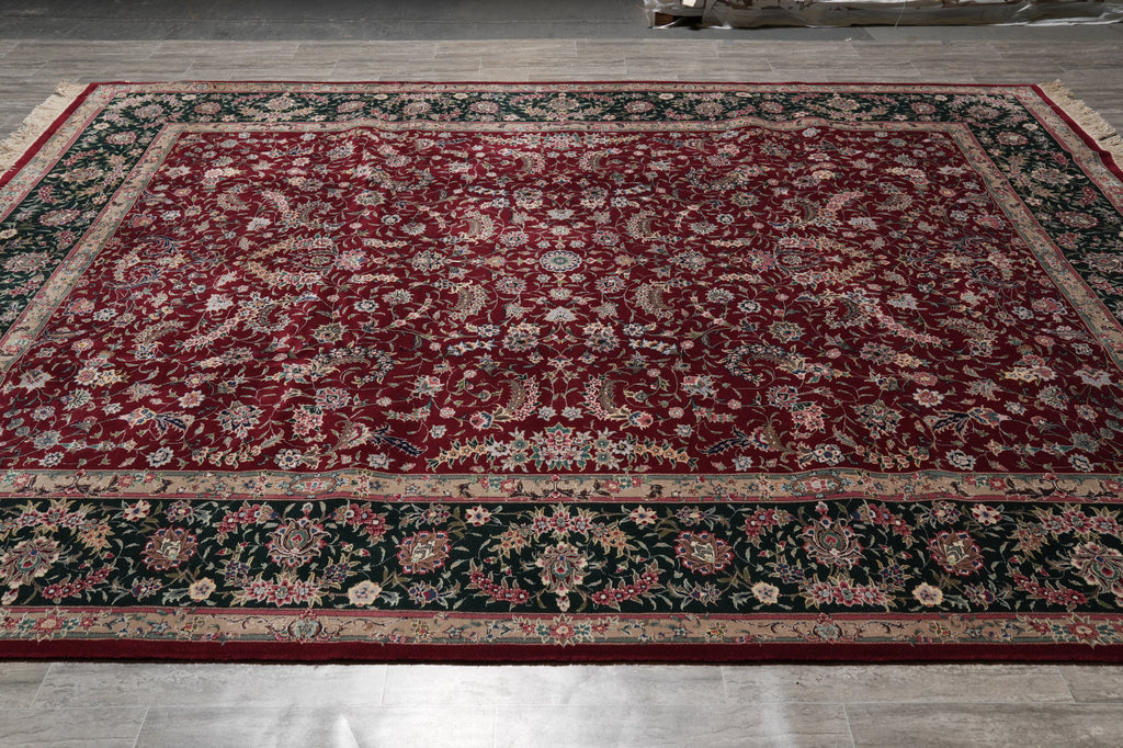 9.3 x 12.3 Quality Wool and Silk Fine Hand-Knotted Rug