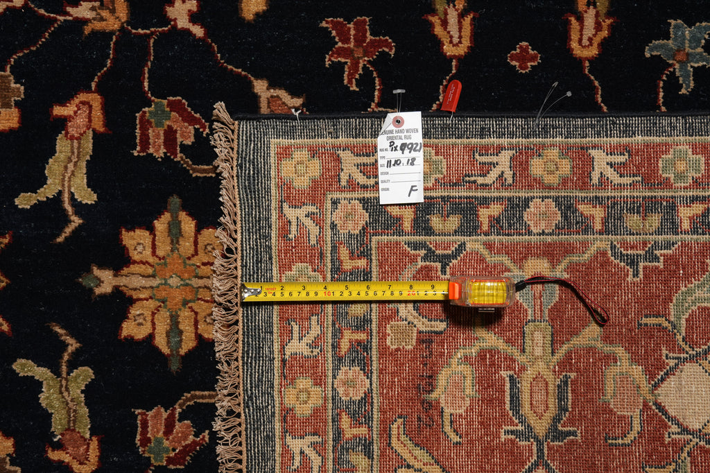 12 x 18 Quality Hand-Knotted Agra Rug Midnight Blue Rust #PIX-9921