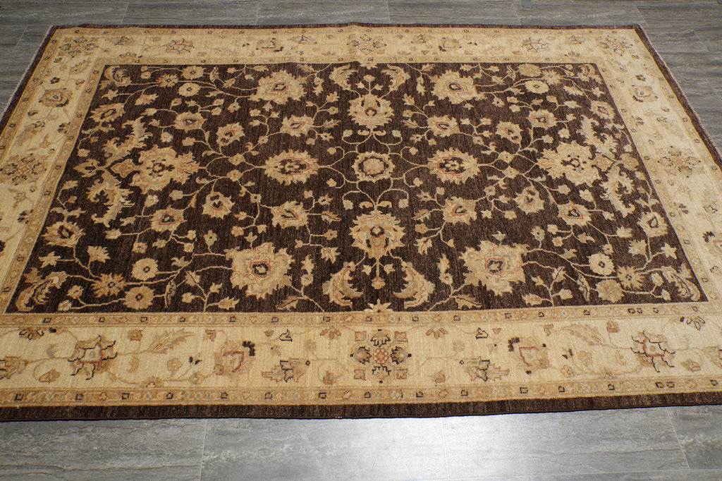 6 x 8.9 Brown Chobi Peshawar Rug 20241