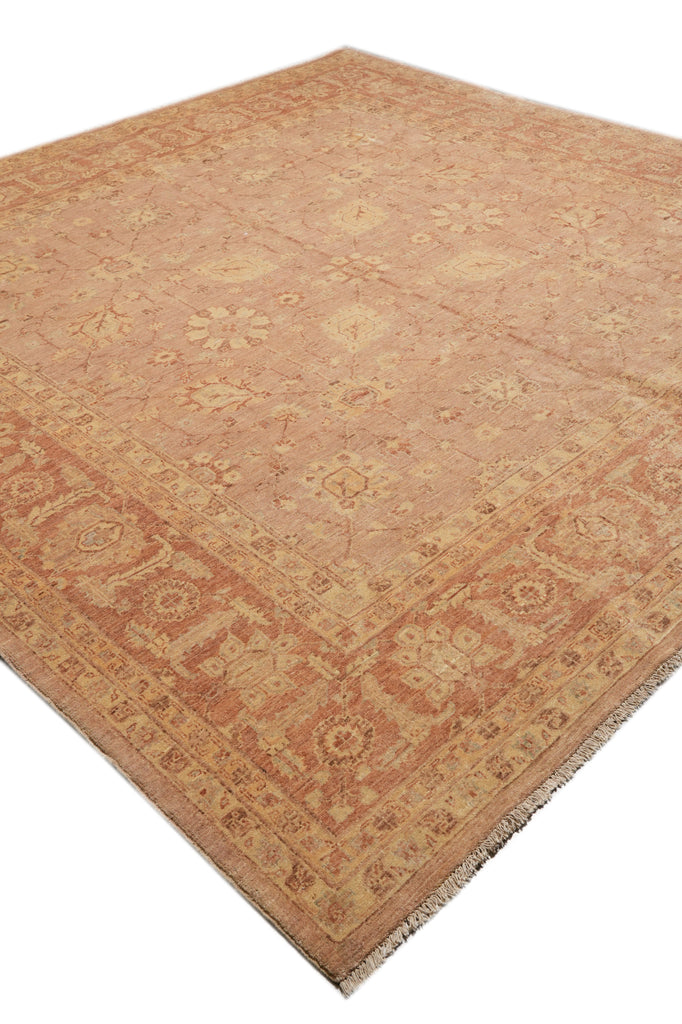 9.9 x 10 Square Hand-Knotted In Pakistan Carpet Neutral Peach #F-4299