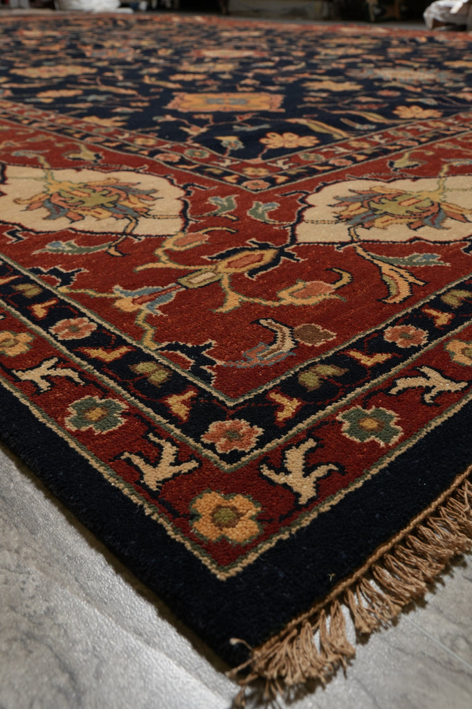 12 x 18 Quality Hand-Knotted Agra Rug Midnight Blue Rust #PIX-9921