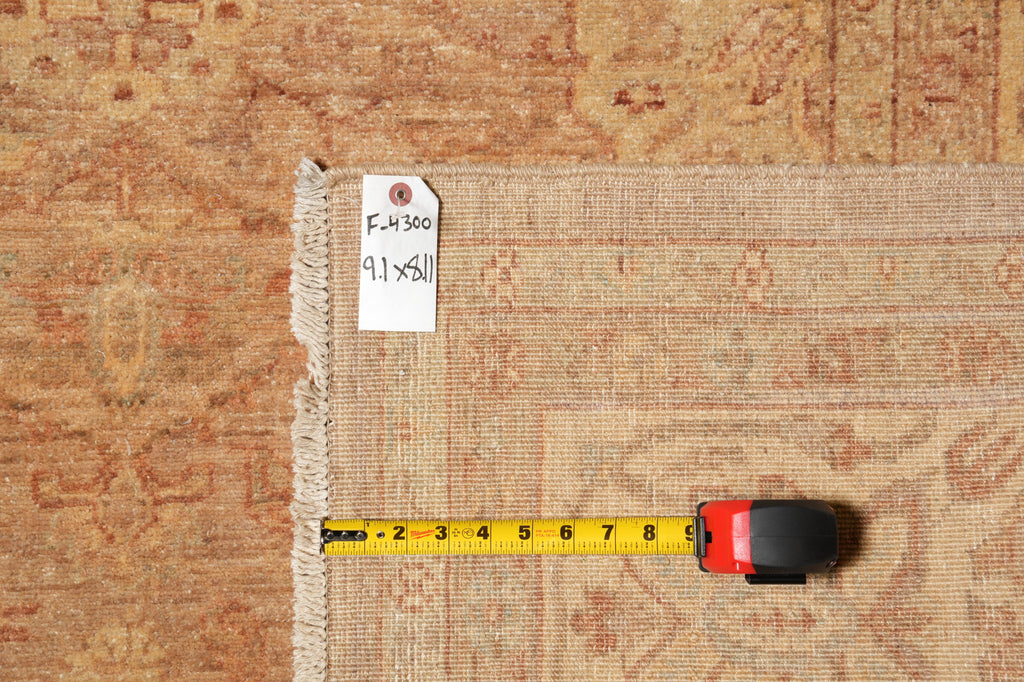 9x9 Square Chobi Peshawar Hand-Knotted In Pakistan Rug #F-4300