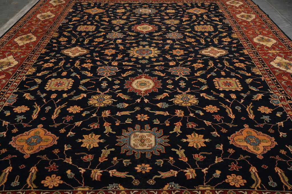 12 x 18 Quality Hand-Knotted Agra Rug Midnight Blue Rust #PIX-9921