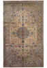 Load image into Gallery viewer, A traditional oriental-style area rug with an intricate floral and medallion pattern in beige, brown, blue, and muted red tones, shown flat against a white background.