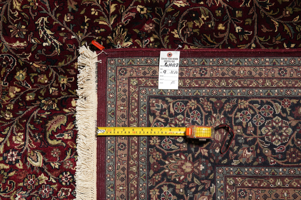 9 x 12 High Quality Hand-Knotted Rug Burgundy Lustrous Dense Wool #PIX-10128