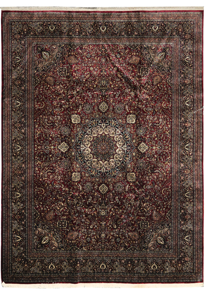 9 x 12 High Quality Hand-Knotted Rug Burgundy Lustrous Dense Wool 