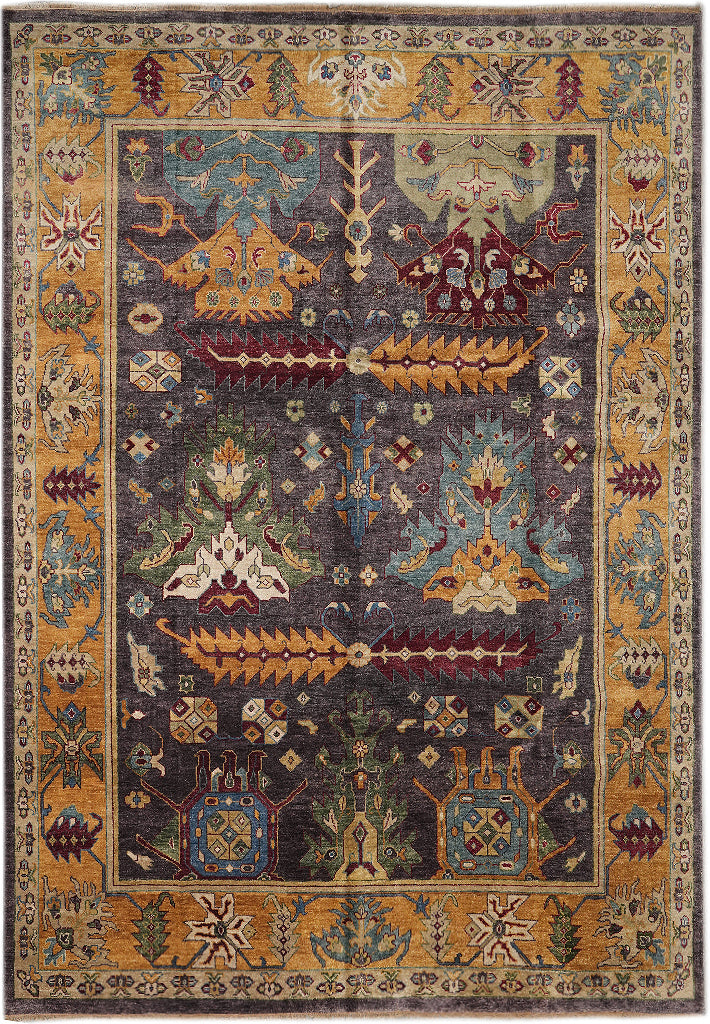 9.8 x 13.4 New Oushak Rug Handmade India  Purple Blue Orange