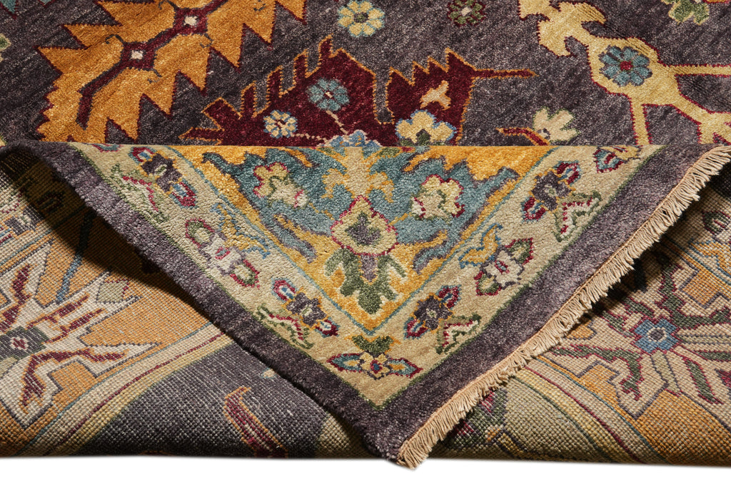 9.8 x 13.4 New Oushak Rug Handmade India  Purple Blue Orange #F-4274