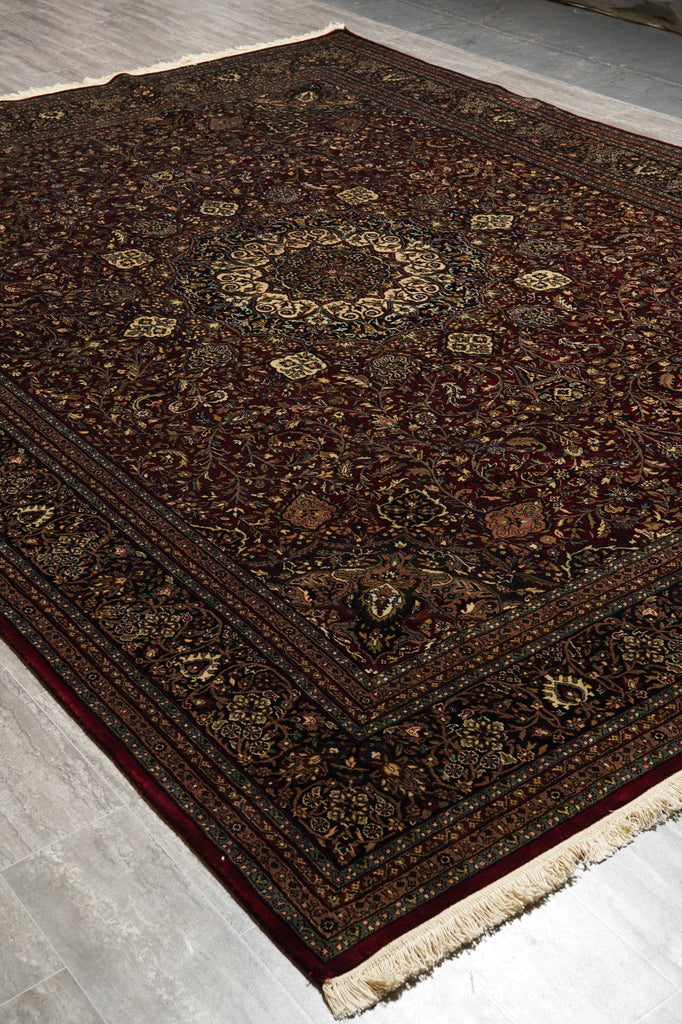 9 x 12 High Quality Hand-Knotted Rug Burgundy Lustrous Dense Wool #PIX-10128