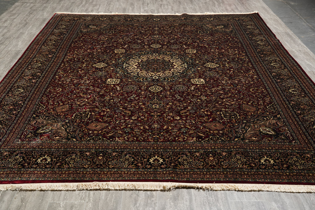 9 x 12 High Quality Hand-Knotted Rug Burgundy Lustrous Dense Wool #PIX-10128