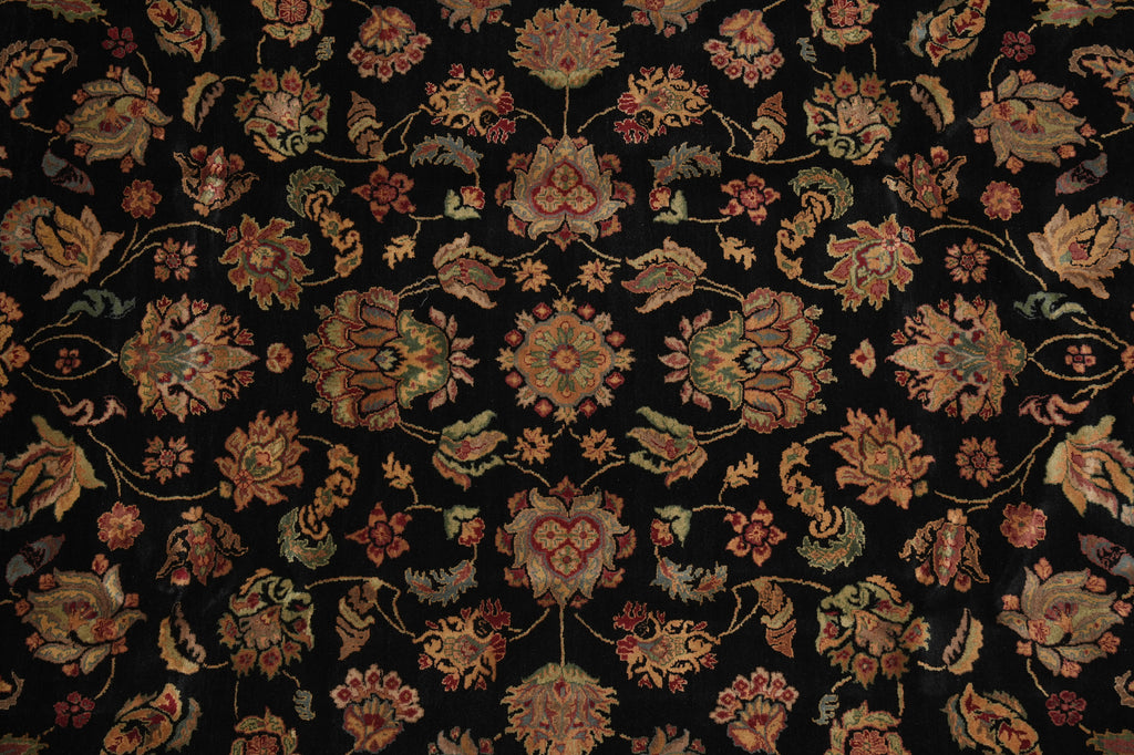 9 x 12 Quality Black Lustrous Dense Wool Hand-Knotted Jaipur Rug #PIX-5237