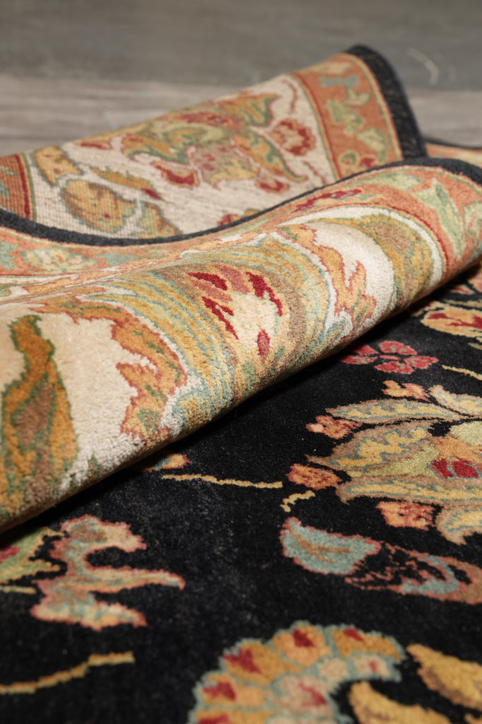 9 x 12 Quality Black Lustrous Dense Wool Hand-Knotted Jaipur Rug #PIX-5237